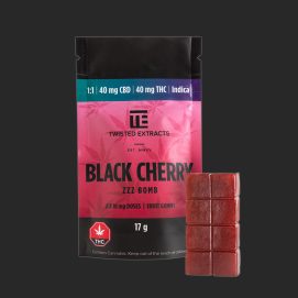 Black Cherry Zzz Bombs 80MG CBD/THC 1:1 Indica by (Twisted Extracts)