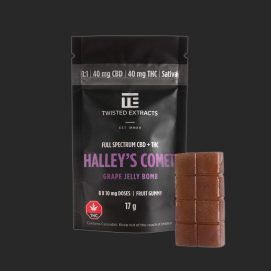 Grape Halley's Comet Jelly Bombs 80MG CBD/THC 1:1 Sativa by (Twisted Extracts)