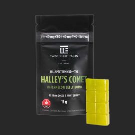 Watermelon Halley's Comet Jelly Bombs 80MG CBD/THC 1:1 Sativa by (Twisted Extracts)